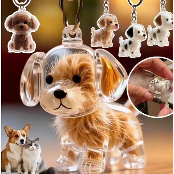 Caixa De Armazenamento De Pêlos De Cachorro , Chaveiro Transparente DIY Feito À Mão Para Animais De Estimação