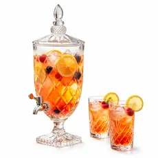 Suqueira De Vidro 5 Litros 3 Litros 2 Litros Torneira Tampa e Base Modelo Diamond Vidro Cristal