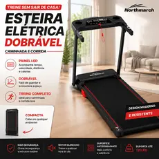 Esteira Elétrica Ergométrica Dobrável Residencial com Painel LED, Motor Silencioso para Caminhada e Corrida 127V/220V