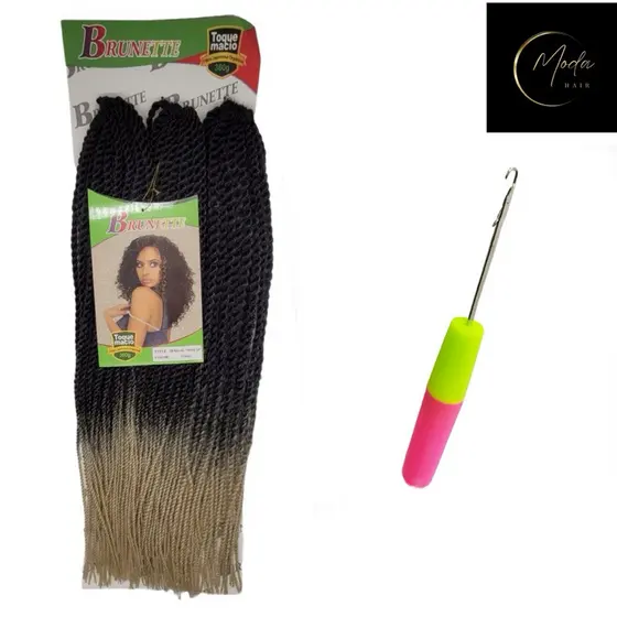 kit cabelo Senegal com agulha de crochê