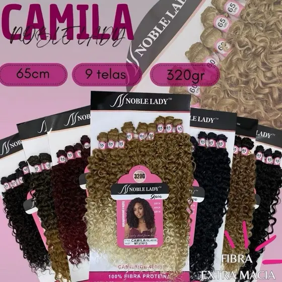 Noble Lady Cabelo Cacheado Camila 65cm Fibra de Proteína Premium 9 Telas
