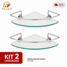 Kit 2 Porta Shampoo Suporte De Banheiro Prateleira Canto Vidro Incolor 6mm