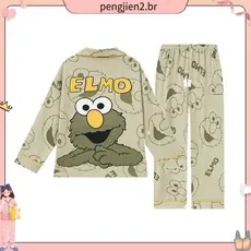 Calças de manga comprida Pijamas infantis Conjunto de Loungewear masculino Pijama de desenho animado [D925] Pijamas infa