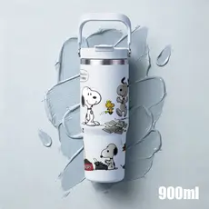 Snoopy Cartoon Tumbler Copo De Água De Grande Capacidade 900ml Garrafa Térmica De Aço Inoxidável Com Alça