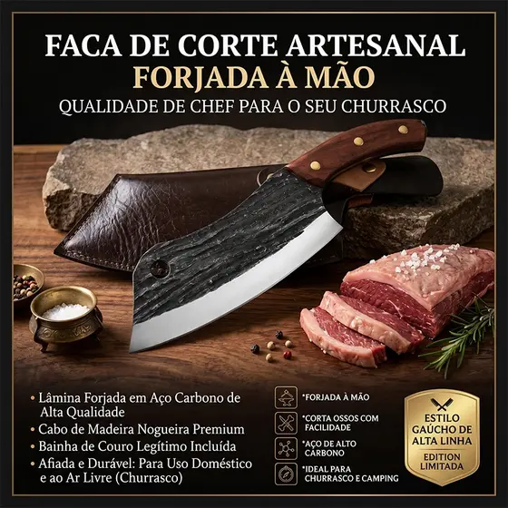 Faca Ergonômica Não Escorrega, Perfeita para Acampamento e Churrasco