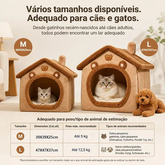 Barraca para animais de estimação com ursinho fofo que transmite segurança