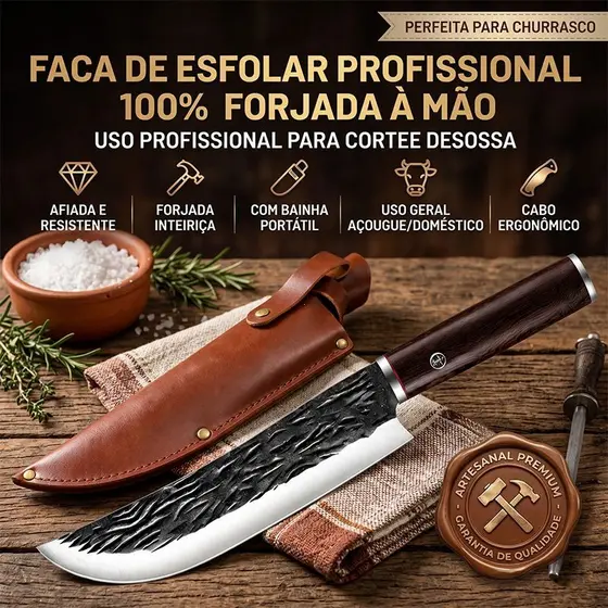 Faca profissional para peixe, concebida para talhos, churrascarias e chefs — faca de cozinha em aço inoxidável