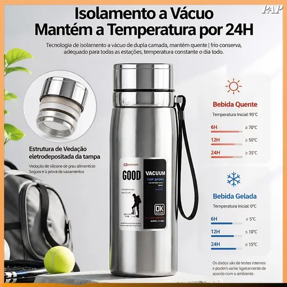 Copo de aço inoxidável para acampamento e academia, com retenção de temperatura de longa duração