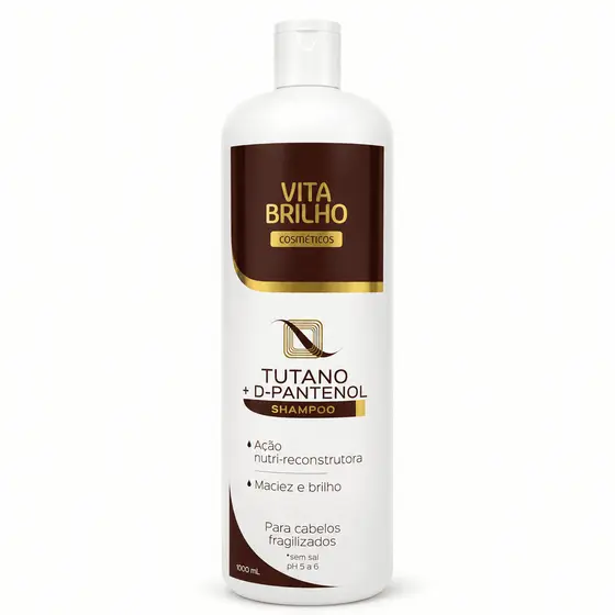 Shampoo Tutano + D-Pantenol 1000ml 1L Vita Brilho Sem Sal para Cabelos Danificados, Ressecados e Fragilizados