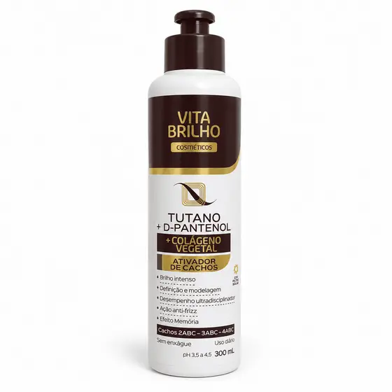 Ativador de Cachos 300ml Tutano + D-Pantenol Vita Brilho Creme para Pentear Anti Frizz Cachos 2ABC 3ABC 4ABCca