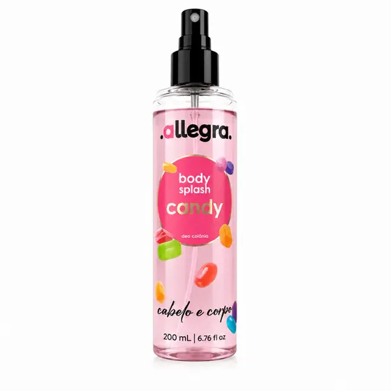 Body Splash Feminino Candy 200ml Fragrância Doce Corpo e Cabelo