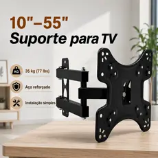 Suporte Articulado para TV 10 a 55 Polegadas até 35kg VESA 200x200 com Braço Duplo