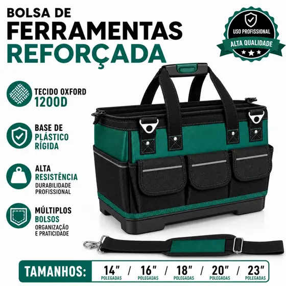 Bolsa mala para Ferramentas Reforçada lona  Base Borracha marcenaria e Pedreiro Eletricista acessórios Caixa