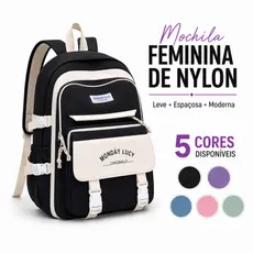 🔥 Mochila Escolar Unissex Monday Lucy | Nylon Resistente | 5 Cores