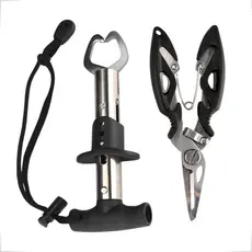 Kit Pescaria Alicate de Pesca Multifuncional + Pega Peixe Aço Inox Acessórios Pesca Esportiva