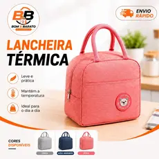 Lancheira Térmica Impermeável Bolsa Marmita Cores Variadas Refeição Trabalho Escola Academia