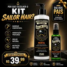 Kit barba Balm  Óleo Cheiro De Rico Sailor Hair