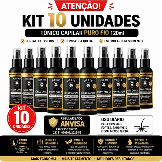 Kit 10 X Tonico MinoxDNA Capilar Spray 120ml Crescimento Barba, Cabelo, Sobrancelha