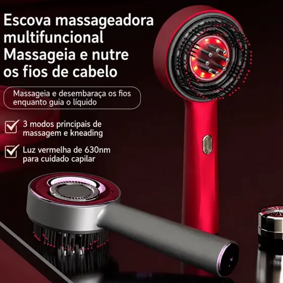 Pronto Entrega! Escova Massageadora Capilar LED 630nm Anti Queda Crescimento do Cabelo Aplicador de Tônico e Óleo