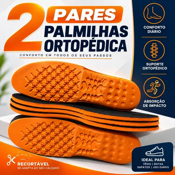 Kit 2 Pares Palmilha Ortopédica Em Gel Macia Anatômica Confortável Anti Impacto Ideal Para Botinas Coturno Tênis