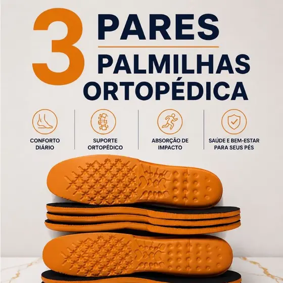 Kit 3 Pares Palmilha Em Gel Ortopédica Para Alívio Das Dores Nos Pés Ideal Para Coturno Botinas Tênis