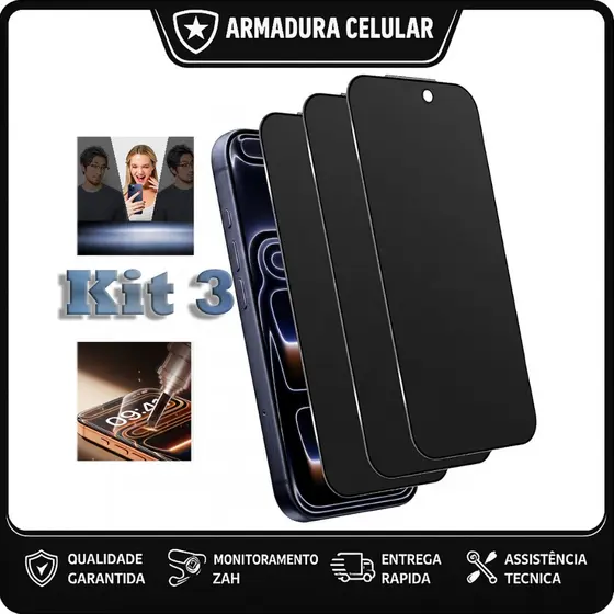 Película Antiespia de Vidro Temperado Full Cover para iPhone