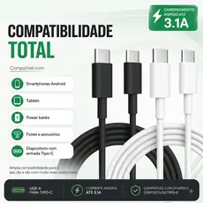 Cabo USB C 60W PD Turbo Carga Rápida Para iPhone Android Notebook Macbook Cabo Tipo C Dados 1 Metro