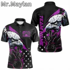 3D Masculino Boliche Esportes Homem Camisa Polo Ustom Luz Vermelha Bola De E Pinos Equipe Roupa Presente Bowlers Unisex