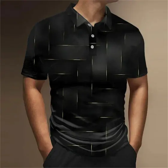 Cross Rack Gráfico Camisa Polo Para Homens Xadrez Geométrica Impressão 3D Camisetas Moda Casual Oversized Rua Lapela Top