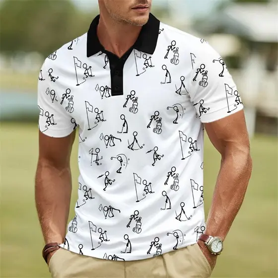 Moda Clube De Golfe Gráfico Polo Camisas Para Homens Na Verão Manga Curta 3D Impresso Camisa Casual Oversized Lapela Bot