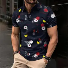 Moda Floral Gráfico Polo Camisas Para Homens Verão 3D Impresso Manga Curta De Golfe Solto Streetwear Hip Hop Camisetas T