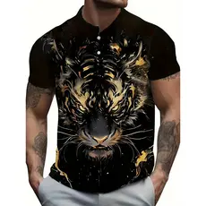 Animal Tigre Gráfico 3d Impresso Masculino Polo Besta Feroz Roupas Masculinas Verão Casual Manga Curta Solta Camisas Ove