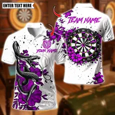 Personalizado Cobra 3d Impresso Dardo Polo Camisa Para Homens Nome Da Equipe Toda Impressão Respirável Manga Curta BSGB