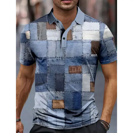 Xadrez Masculino Roupas Esportivas 3D Impresso Camisa Polo Verão Novo Casual Formal Streetwear Manga Curta Lapela SS7L