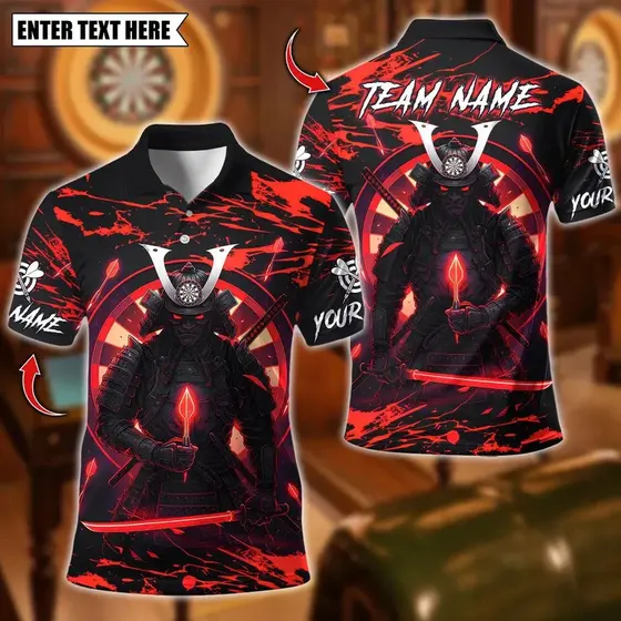 Camisa Polo De Dardo Samurai Personalizada Para Homens Nome Personalizado Da Equipe Guerreiro Japonês Impressão De Manga