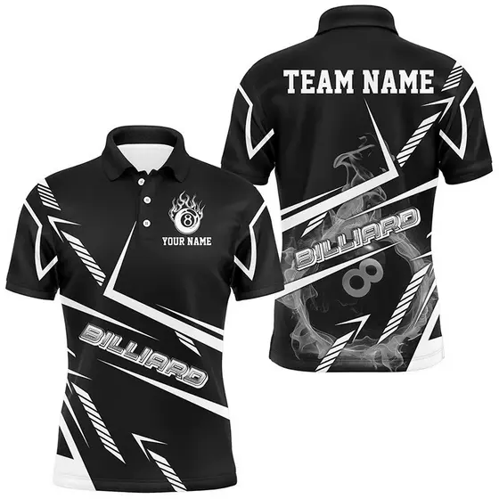 Moda Bilhar Padrão Polo Camisas Para Homens Tendência De Verão Nome Personalizado 3D Impresso Esportes Camisa Solta Jogo