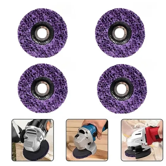 Kit 4 Discos Flap Strip Roxo 115mm Removedor De Tintas Verniz Ferrugem Com Furo 22mm