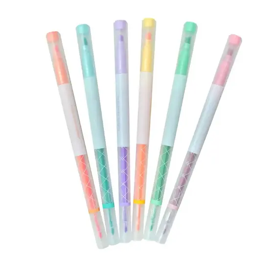 Caneta Marca Texto Ponta Dupla Fluorescente 6 Cores com estojo