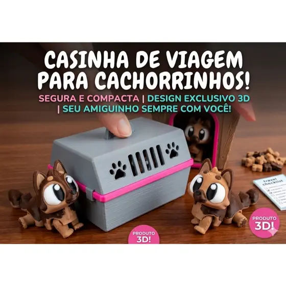 Casinha de Viagem para levar seu Puppy Dog Cachorrinho articulado