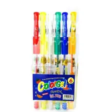 Caneta gel perfumada 6 cores Glitter