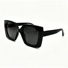 Óculos de Sol Feminino Oversized Quadrado Gatinho Retrô Armação Preta Elegante UV400