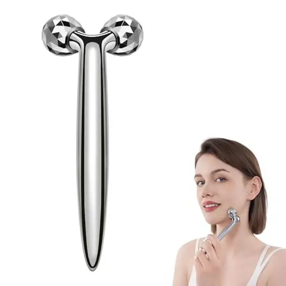 Ferramentas Faciais Gua Sha 4 Em 1 , Rolo Facial Massageador De Drenagem Linfática De Metal Para Rugas E Levantamento ,
