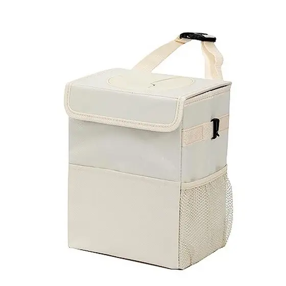 AOKJOY Lata De Lixo De Carro Com Tampa , À Prova De Vazamento , Veículo , 3 Bolsos De Armazenamento , Pendurado D'água ,