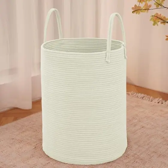 Cesto Grande Para Roupa Suja JMvicyroam , Caixa De Armazenamento De Corda De Algodão 60L Cobertores , Brinquedos E Roupa
