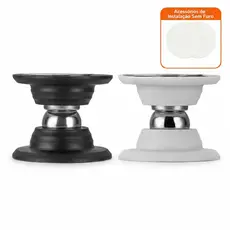 Batedor Magnético Adesivo Preto/Branco Inox Sem Furos Prendedor de Porta
