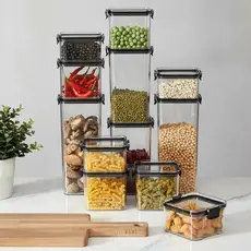 POTE HERMÉTICO HAUSHOP KIT 12 POTES PARA ALIMENTOS SEGURO TRANSPARENTE
