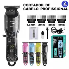 Máquina De Cortar Cabelo Profissional Smart Lcd Barbeador Elétrico Transparente Sem Fio-Zonix
