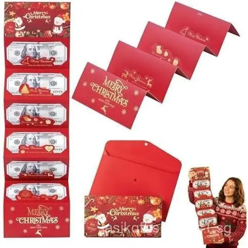 2025 Novo estilo de dinheiro para presente de Natal, clipe surpresa de dinheiro criativo com 10 Slots, clipe de presente