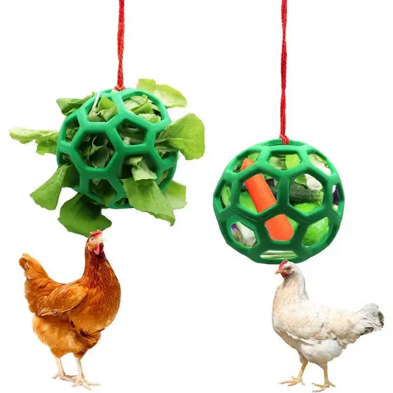 2 pacotes de bola de alimentação de vegetais de frango pendurado brinquedo de alimentação aves Rack de frutas frango rep