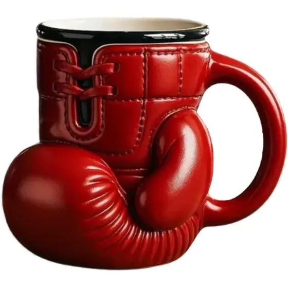 Xícara de café de boxe XINGBEI, copo de luvas de boxe, copo esportivo em formato de luva vermelha 3D, copo de luva de bo